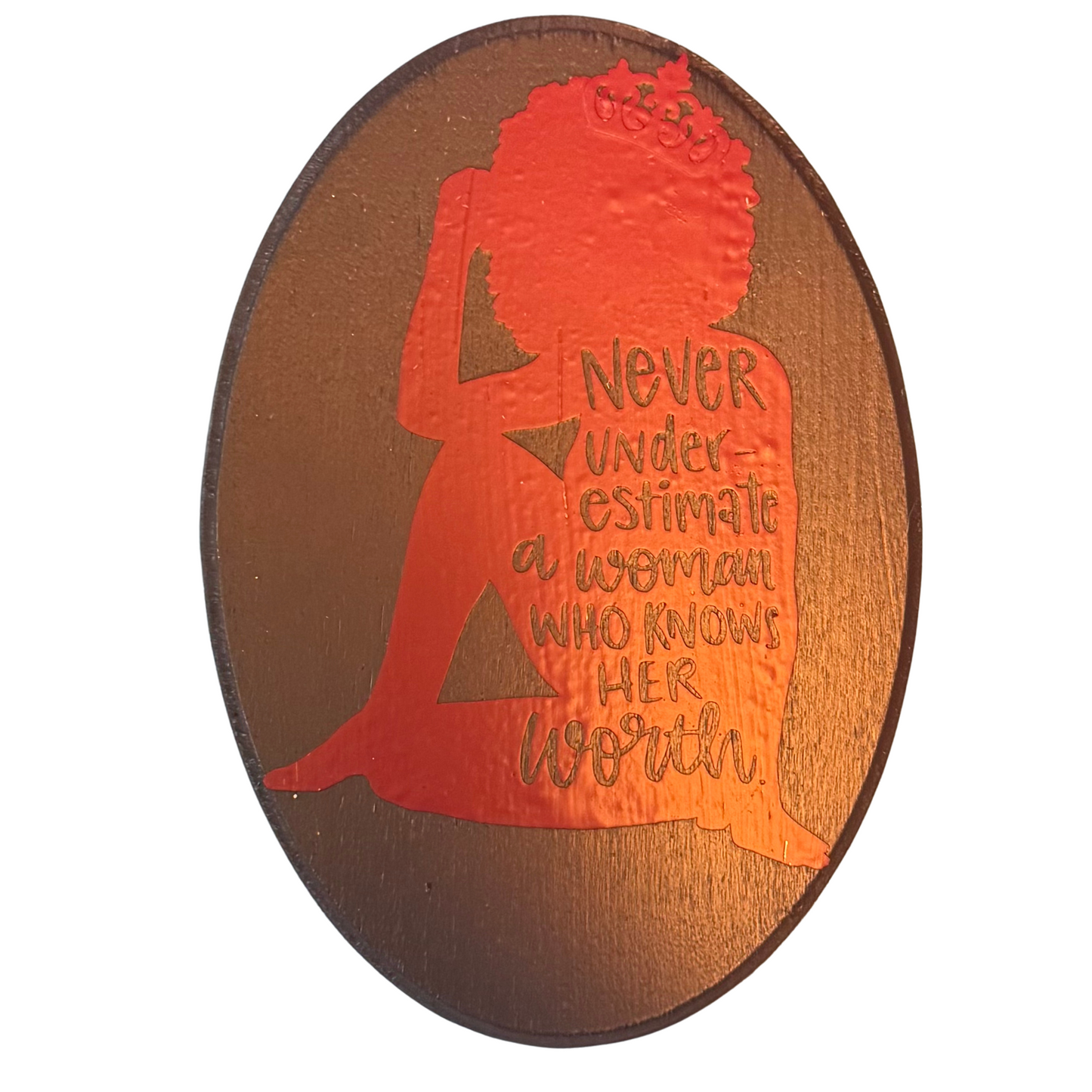 Never Underestimate a Woman Who Knows Her Worth Sign
