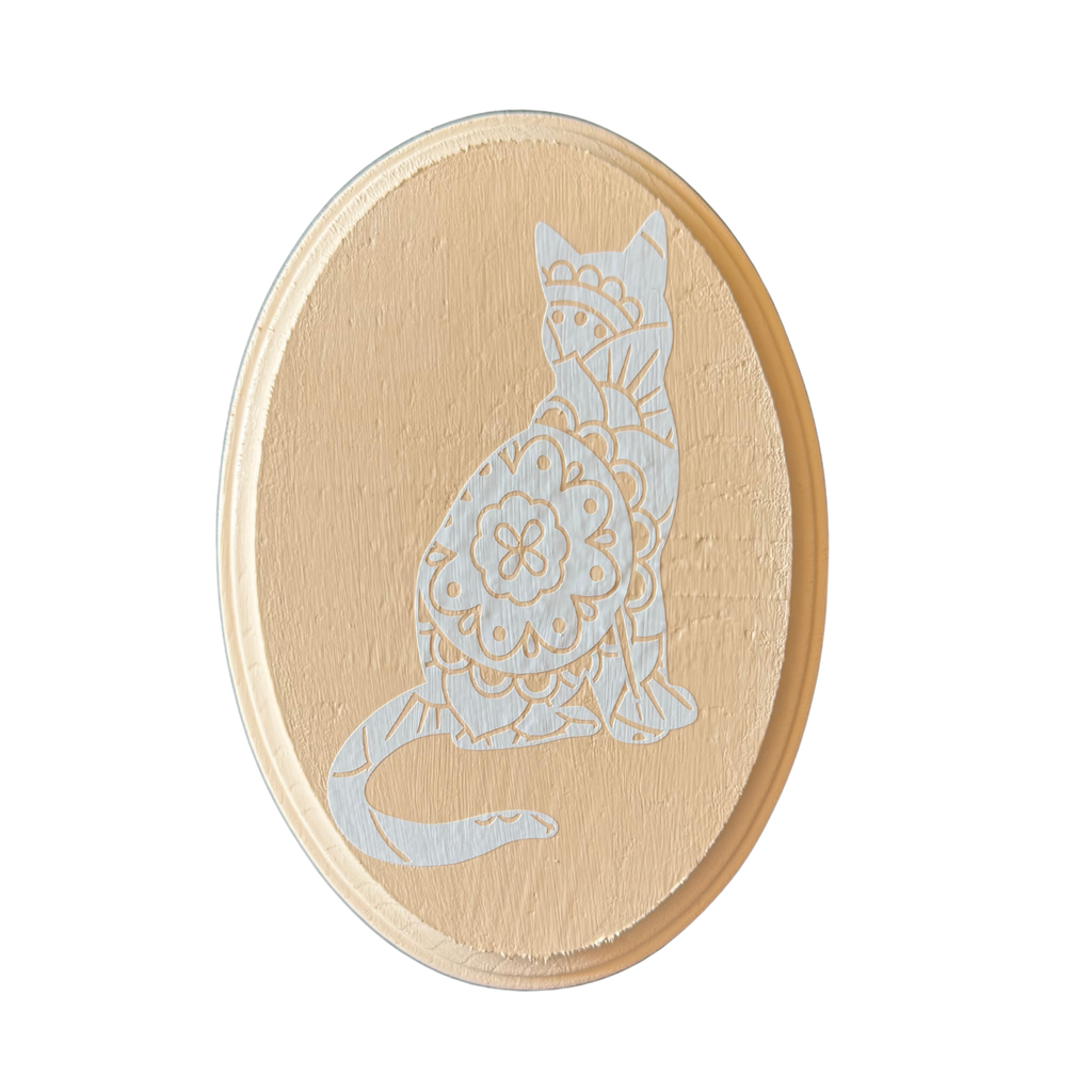 White Mandala Cat Sign
