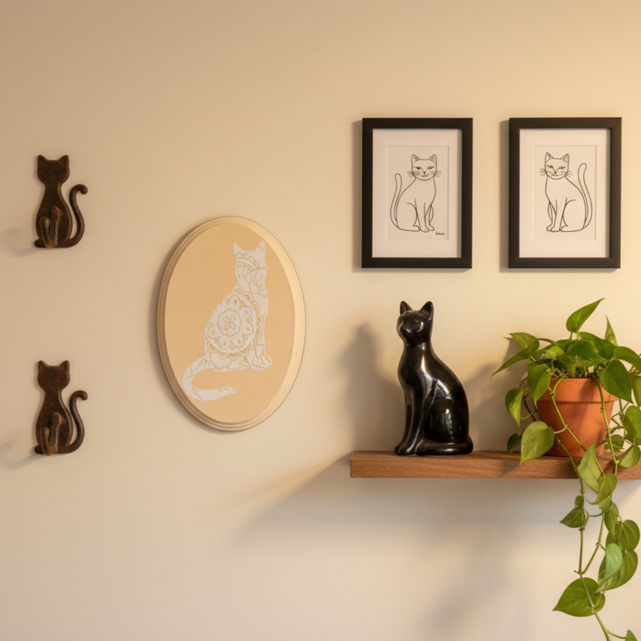 White Mandala Cat Sign