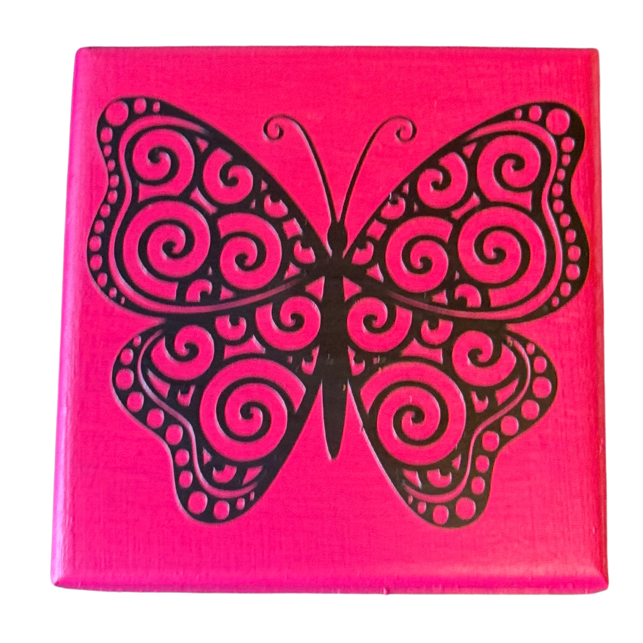 Pink and Black Butterfly Trinket Box