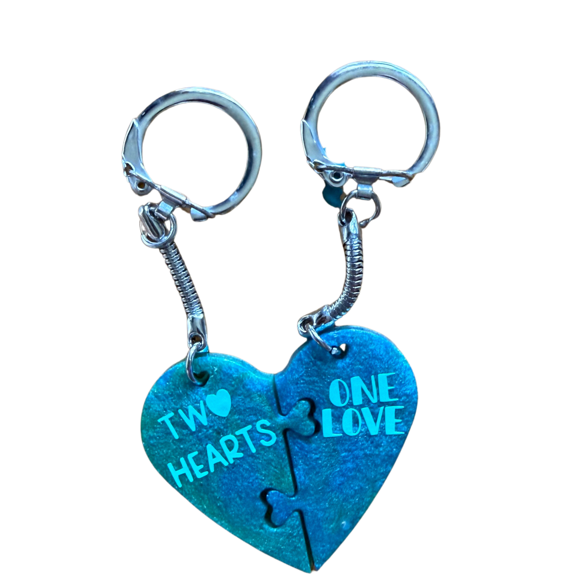 Resin Couples Heart Puzzle Piece Keychain Set
