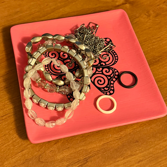Butterfly Design Square Jewelry Dish