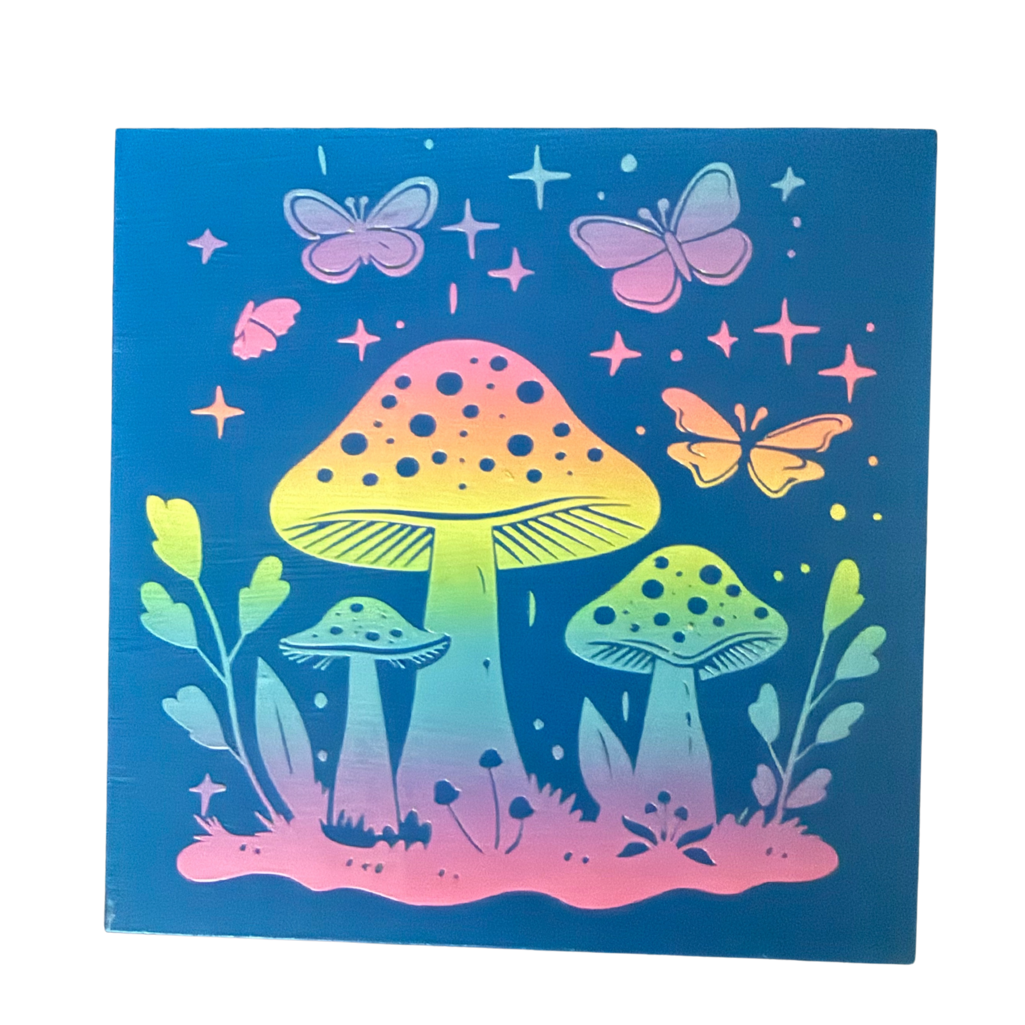 Rainbow Mushrooms and Butterflies Sign
