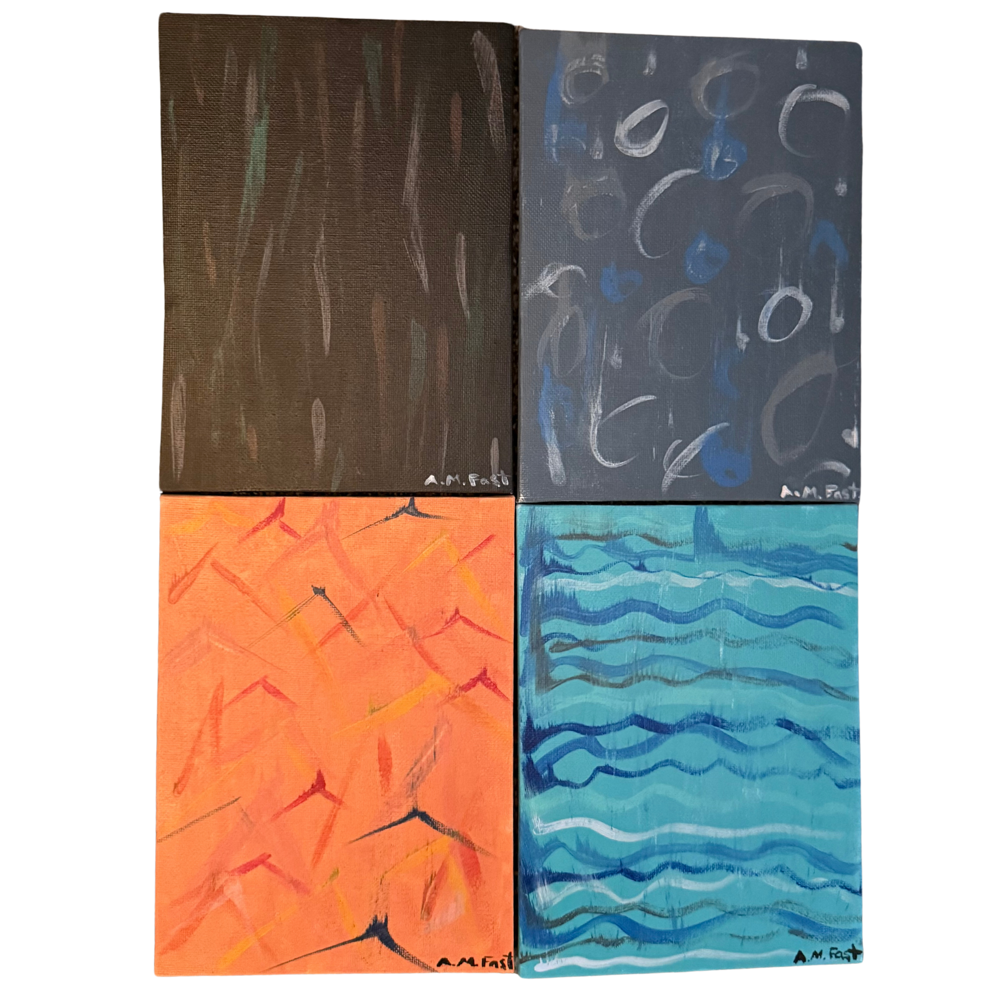 Elements of Nature: Set of 4 Abstract Paintings