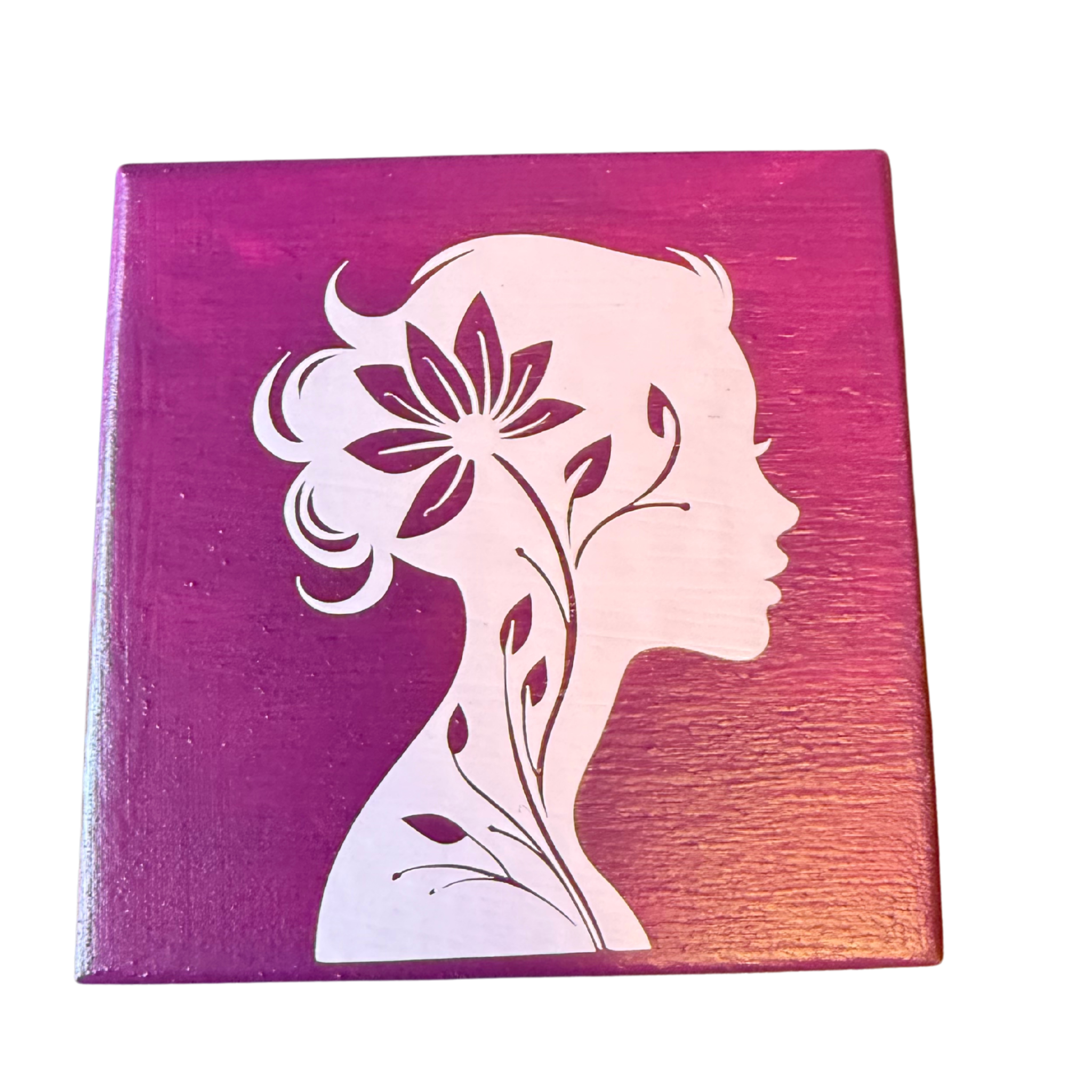 Pink Floral Woman Trinket Box