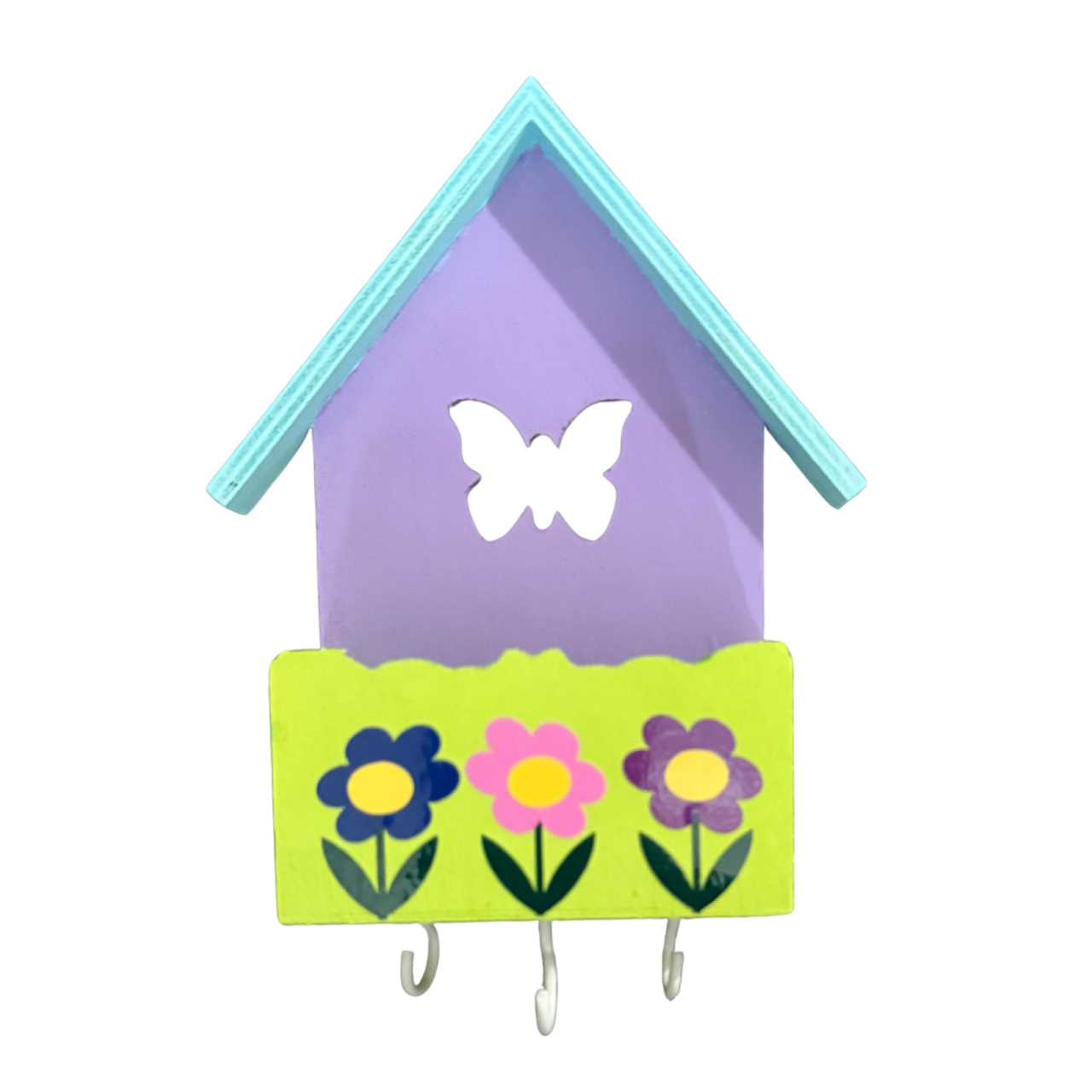 Purple Birdhouse Wall Key Holder