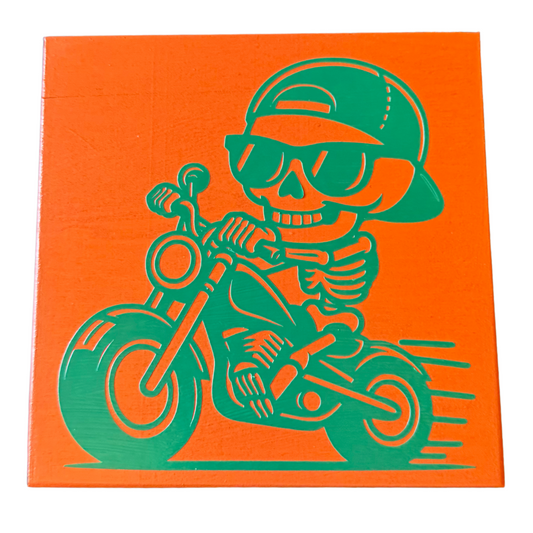 Skeleton Biker Sign