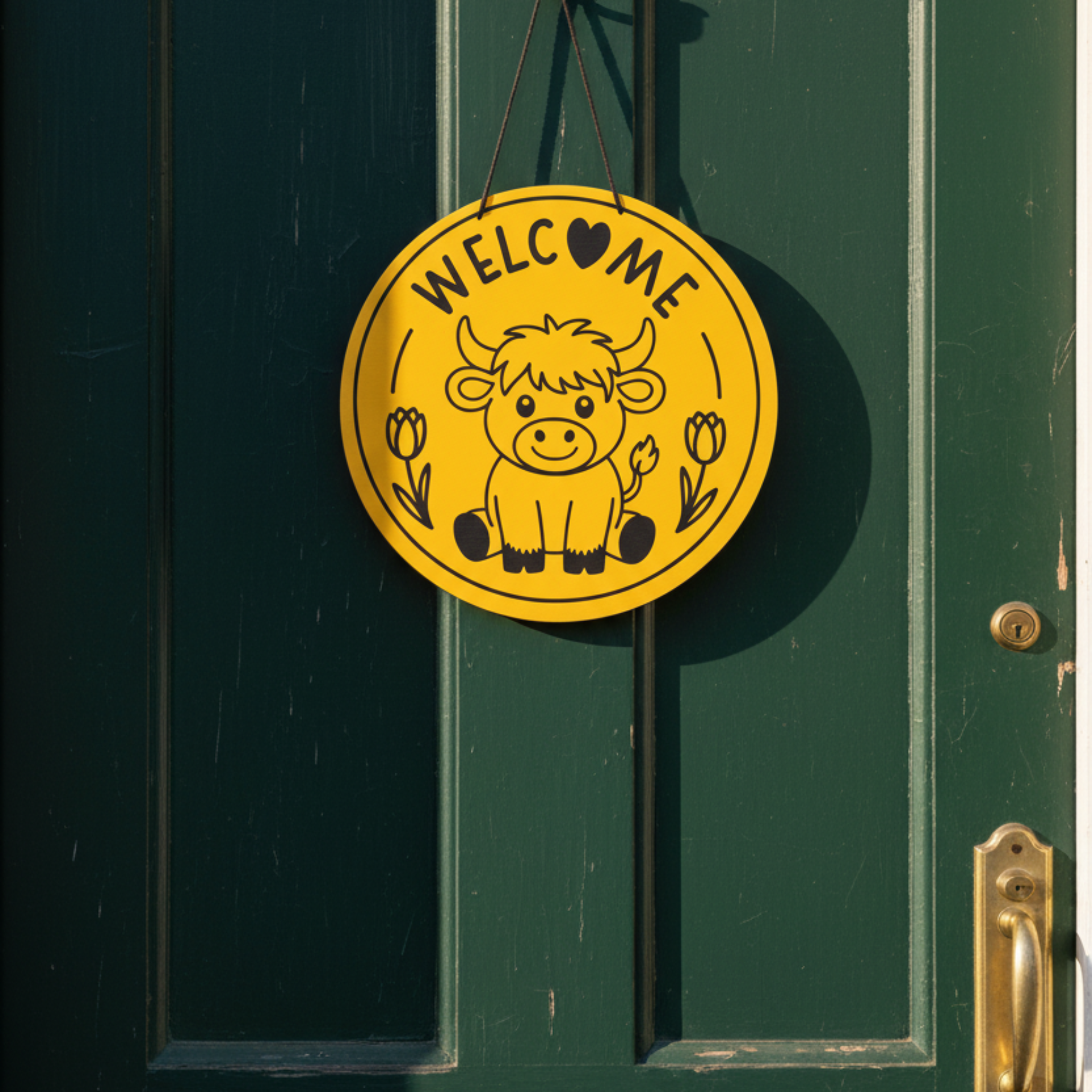 Highland Cow Welcome Sign
