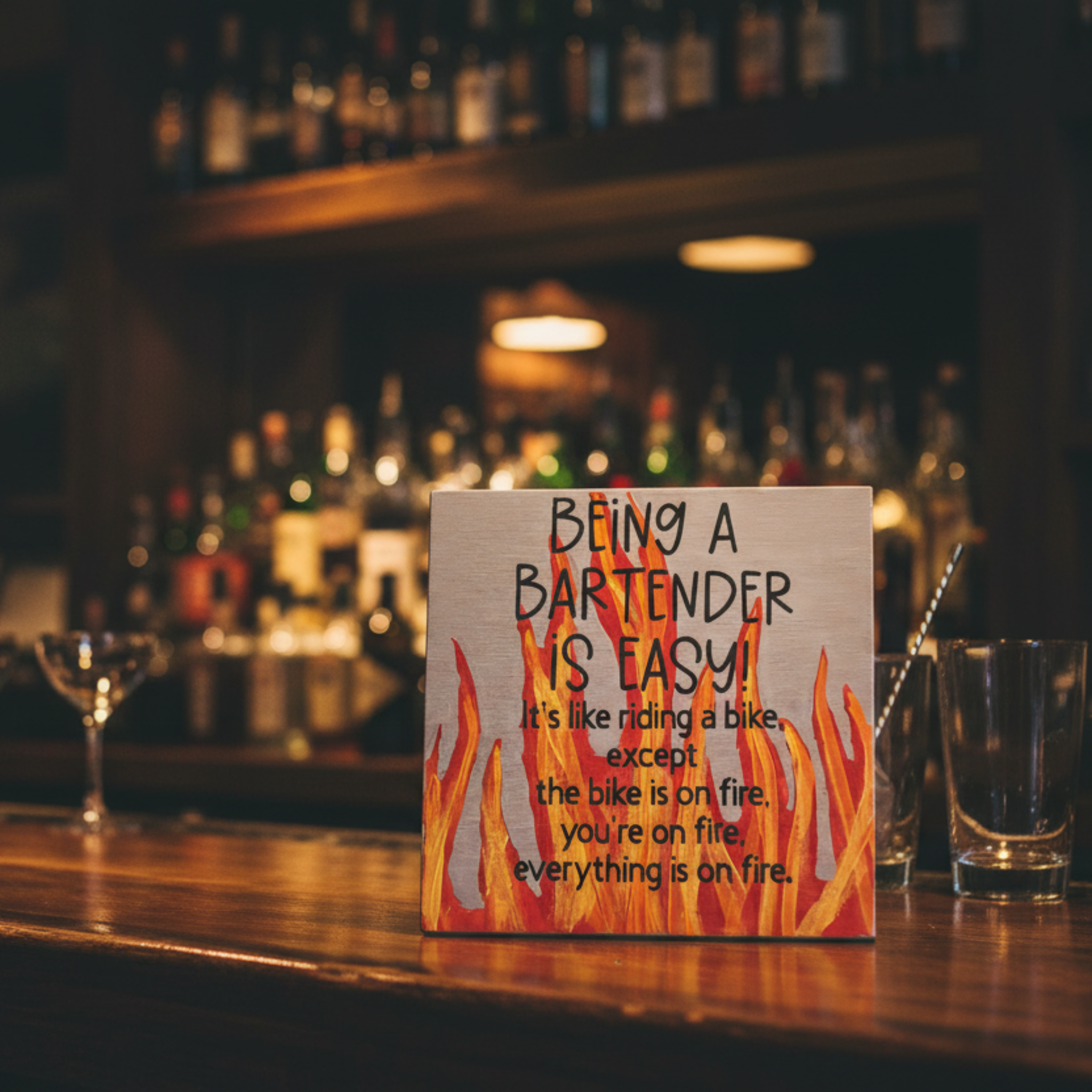 Bartending is Easy Free Standing Sign