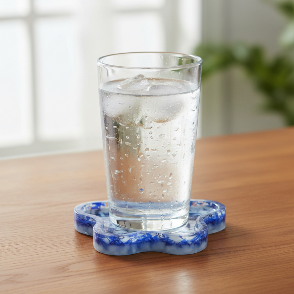 4 Inch Flower Shaped Resin Coaster