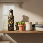 Marbled Black and Gold Decorative Clay Bottle