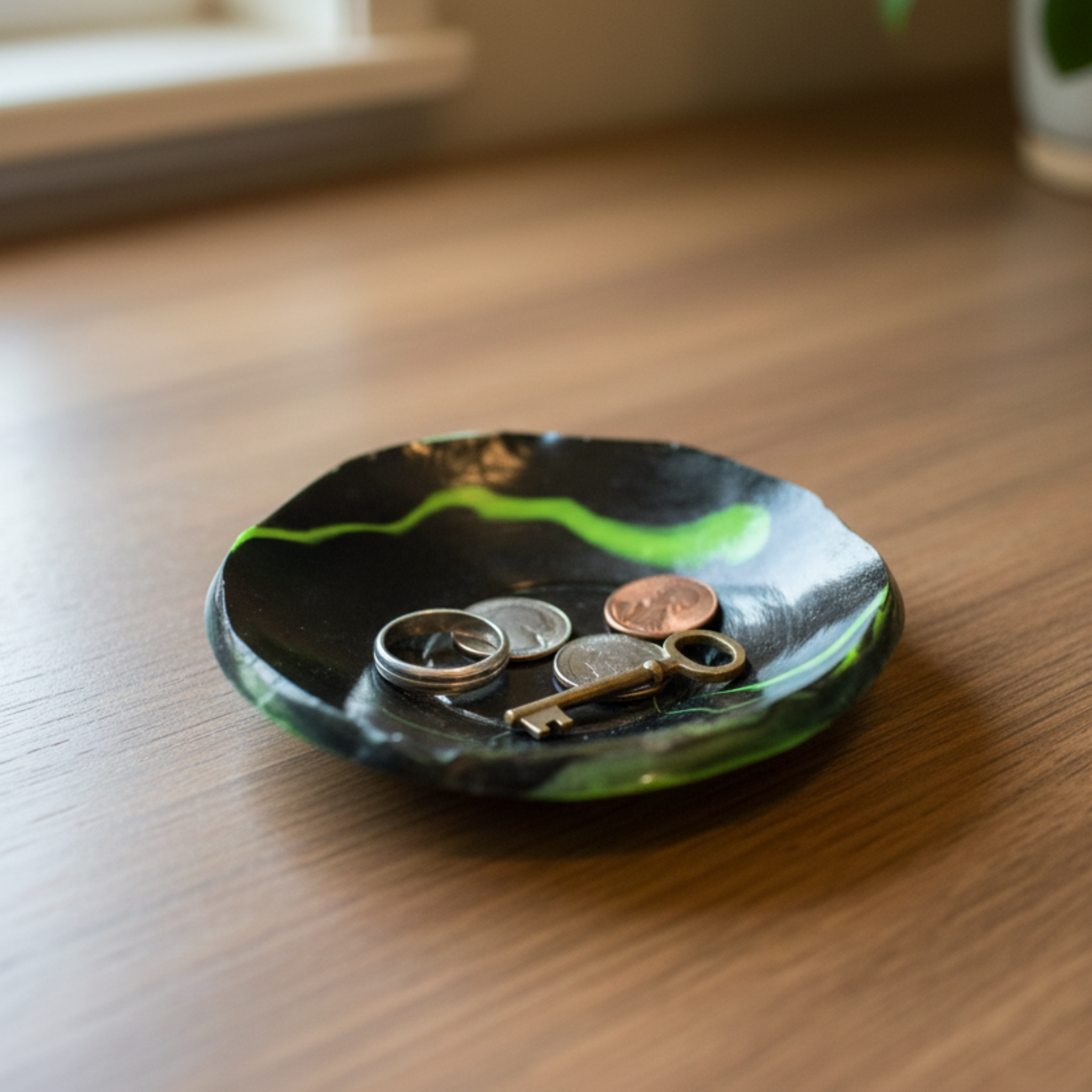 Black and Lime Green Jewelry Dish