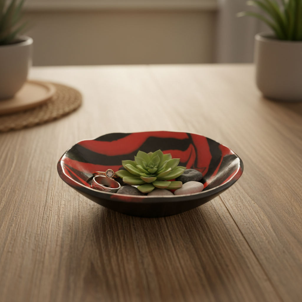 Black and Red Jewelry Dish