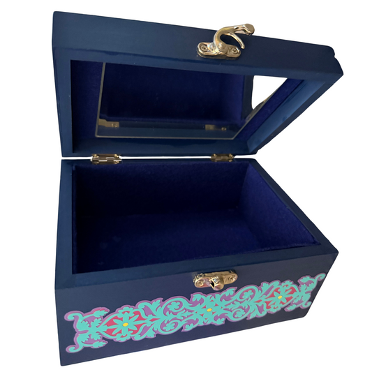 Blue and Rainbow Mandala Trinket Box