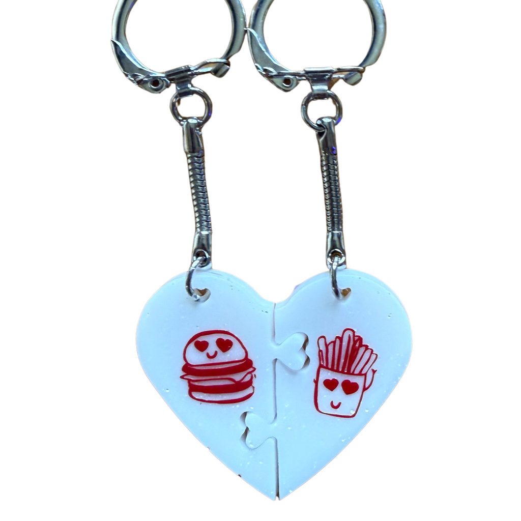 Resin Couples Heart Puzzle Piece Keychain Set