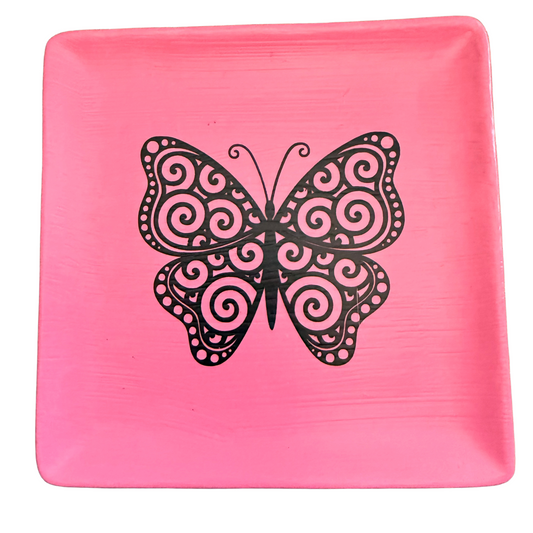 Butterfly Design Square Jewelry Dish