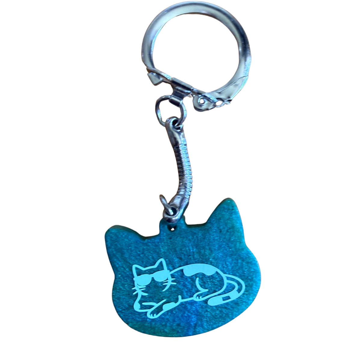Resin Cat Head Shaped Keychain