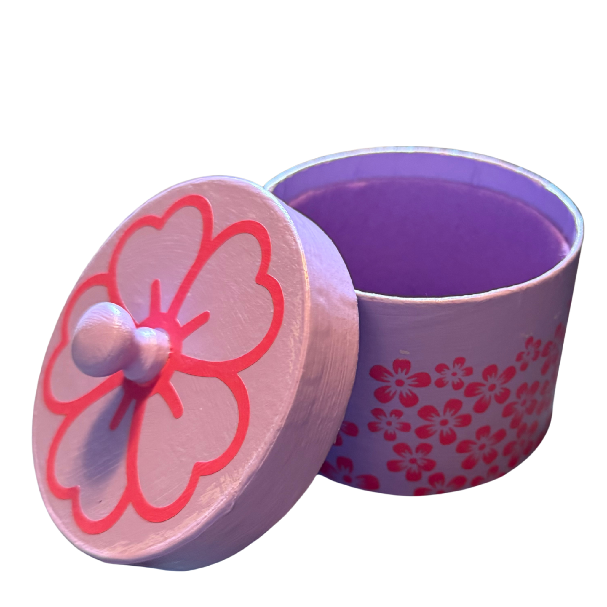 Purple and Pink Flower Trinket Box