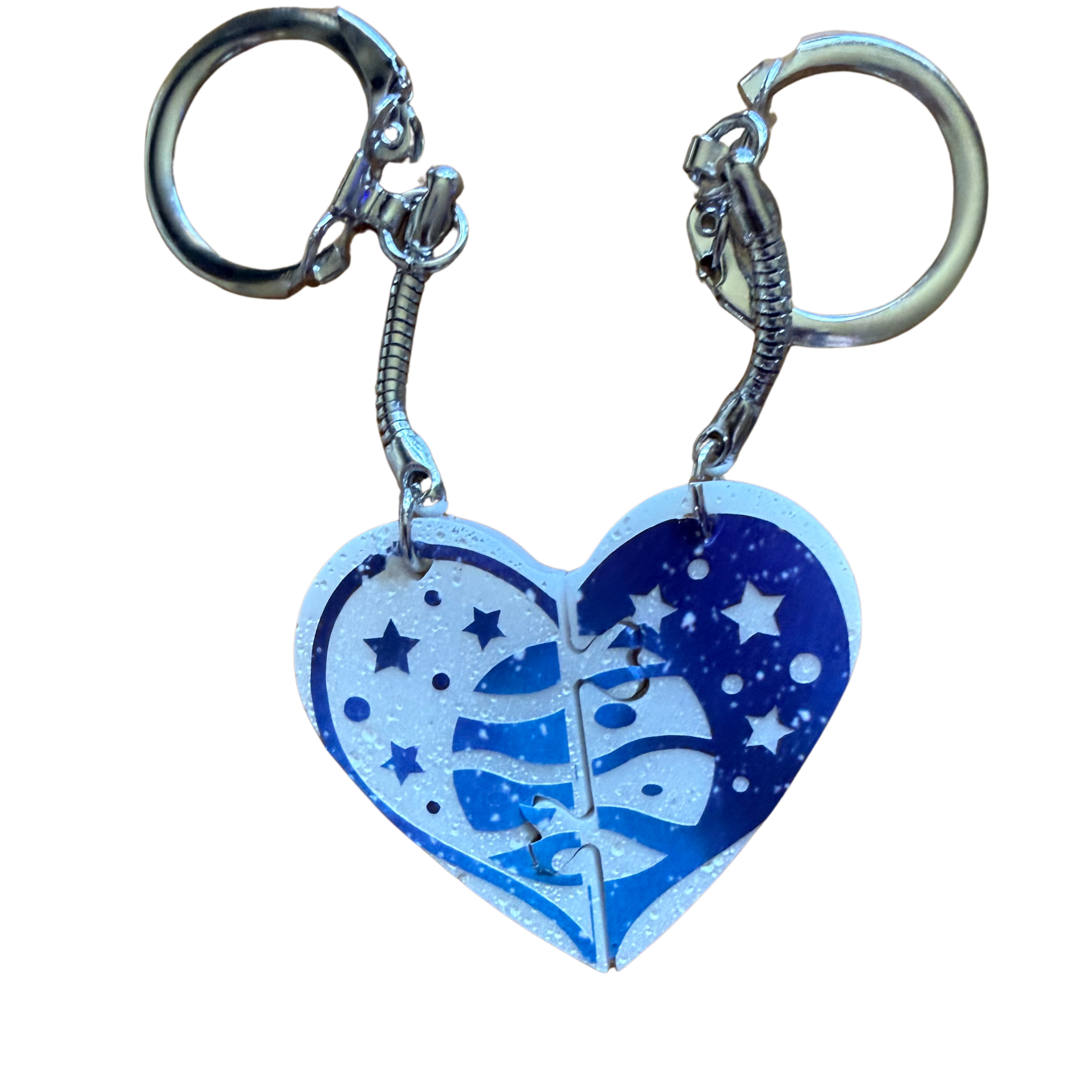Resin Couples Heart Puzzle Piece Keychain Set