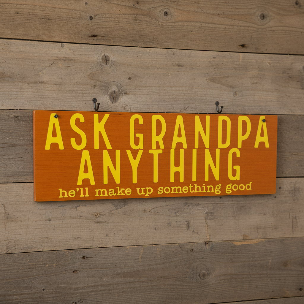 Ask Grandpa Anything (he'll make up something good) Sign