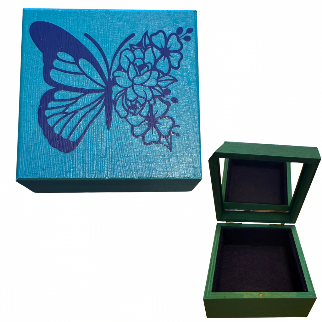 Blue Butterfly Trinket Box