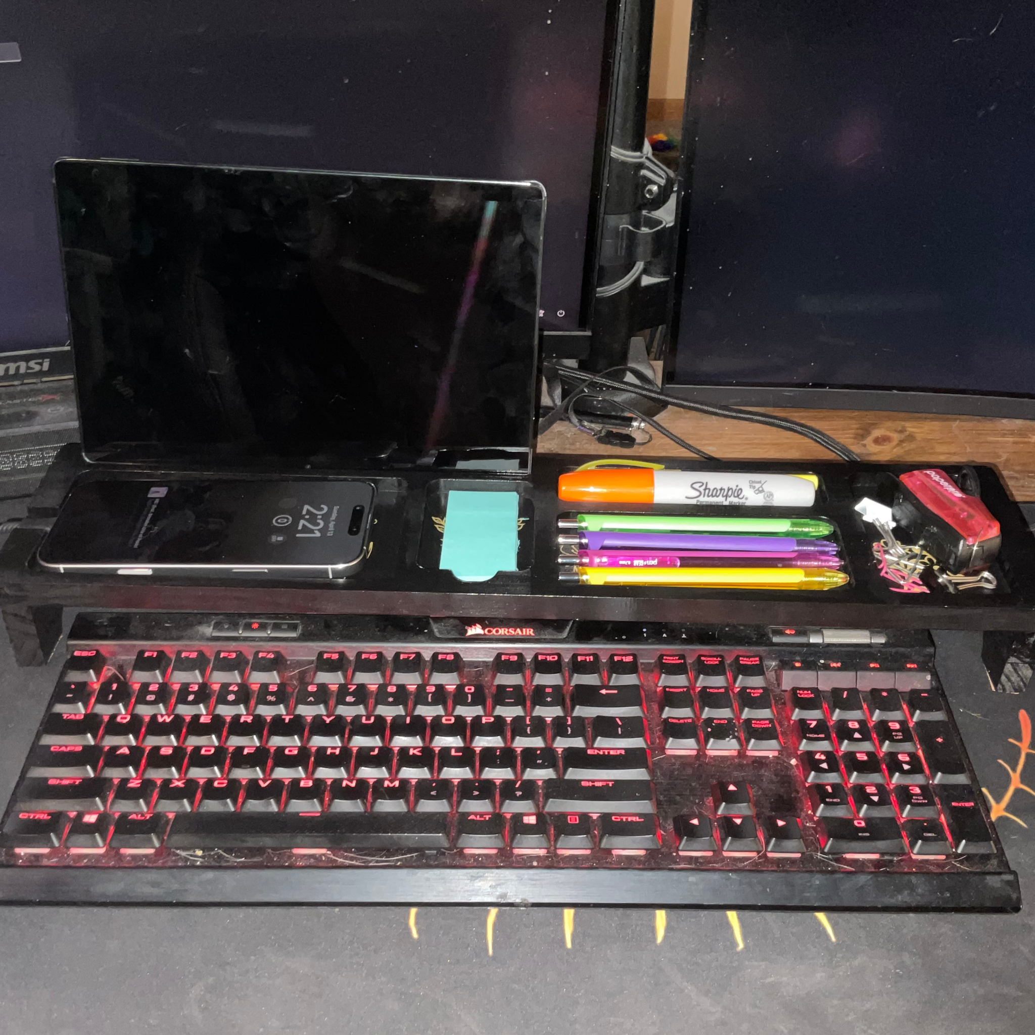 Black and Gold Keyboard Shelf Organizer