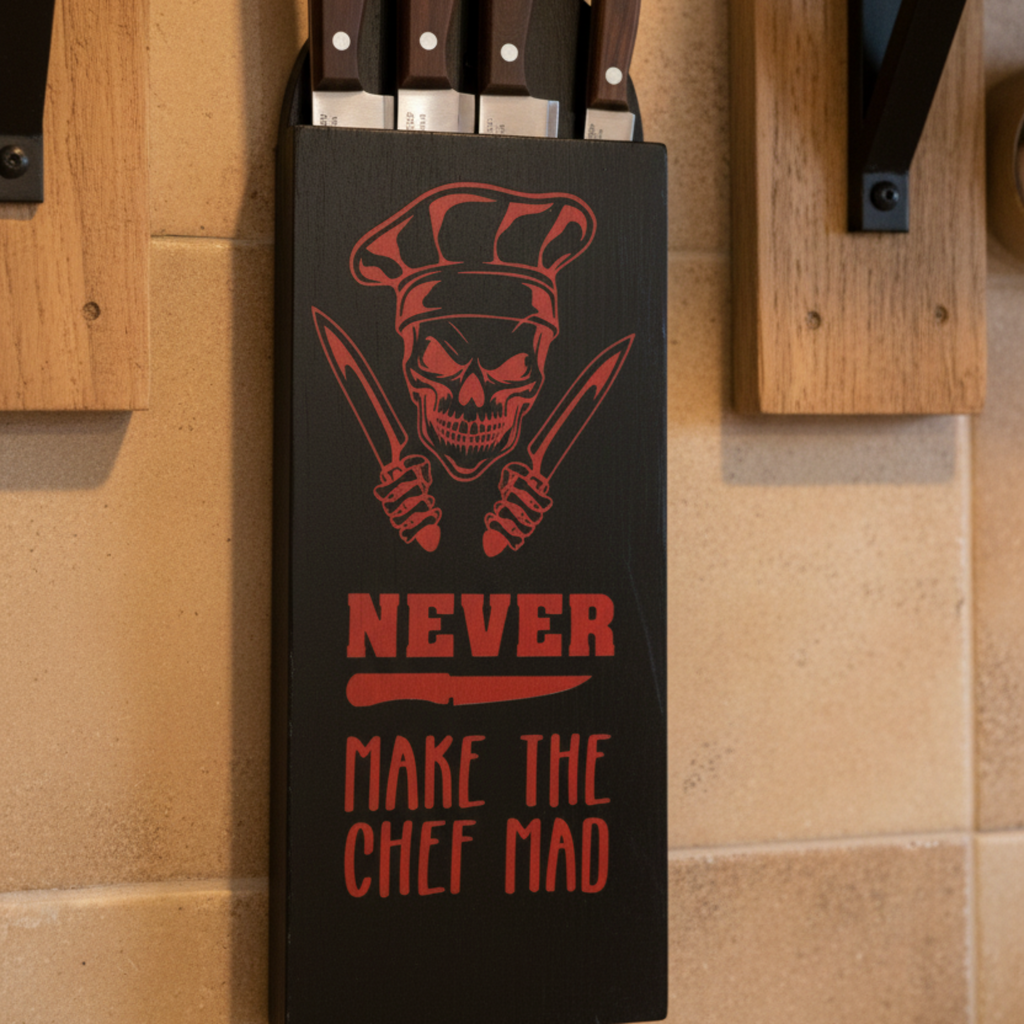 Never Make the Chef Mad 4-Slot Knife Holder