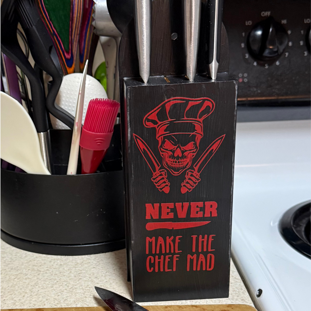 Never Make the Chef Mad 4-Slot Knife Holder