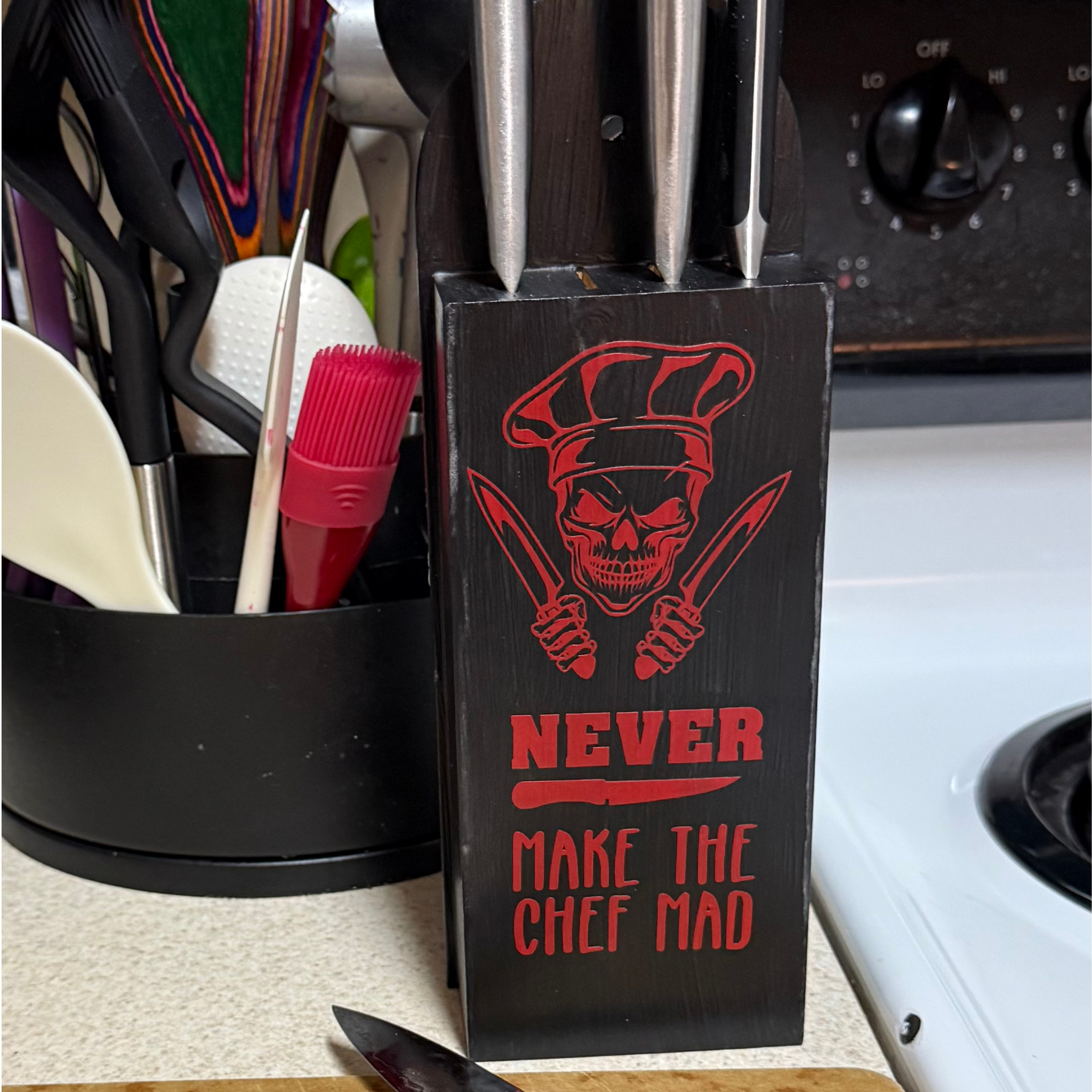 Never Make the Chef Mad 4-Slot Knife Holder
