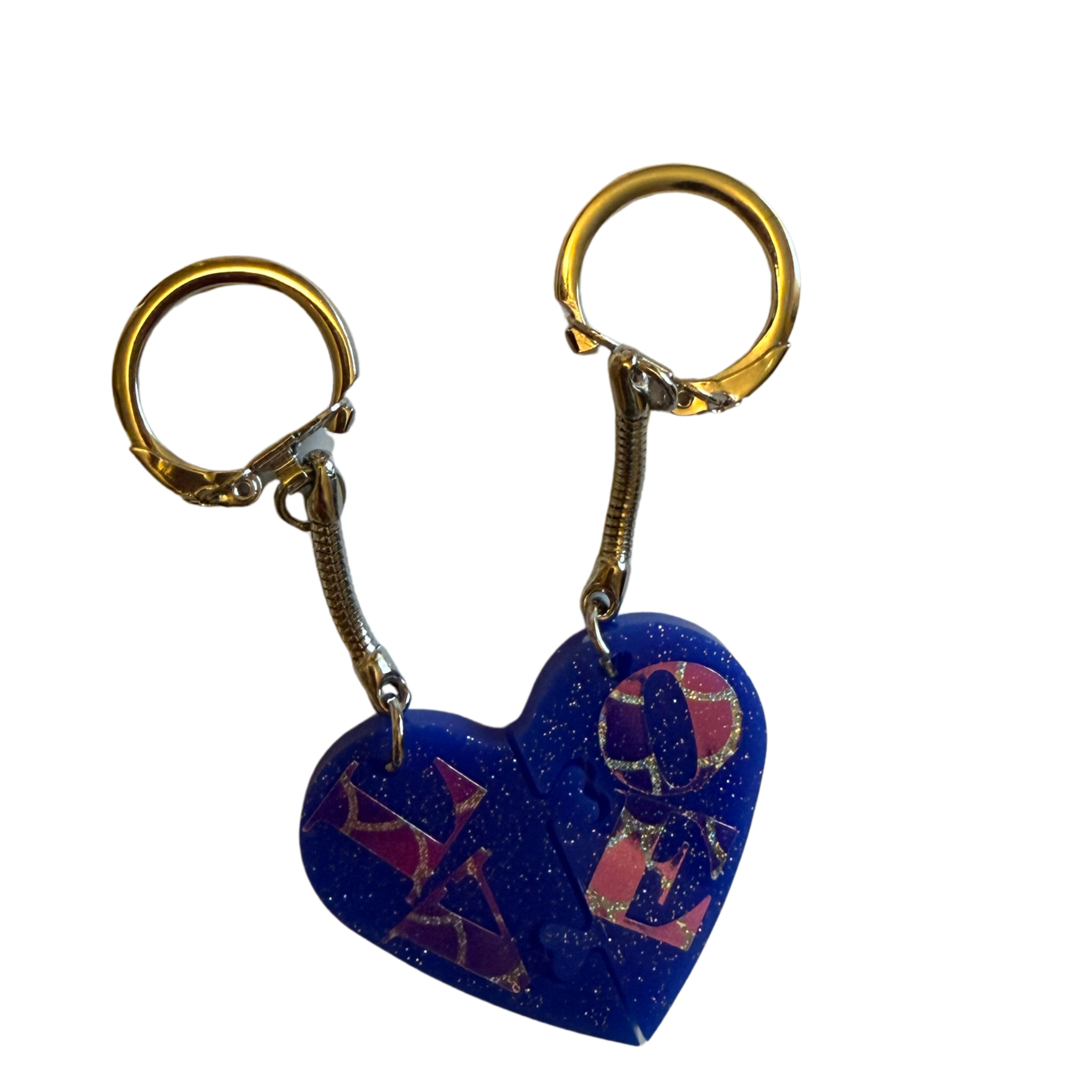 Resin Couples Heart Puzzle Piece Keychain Set