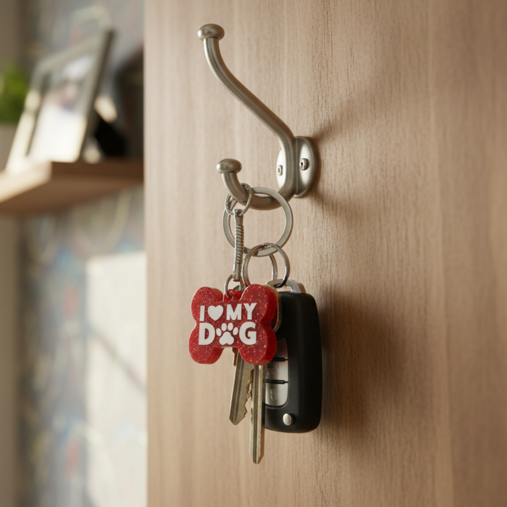 Dog Bone Shaped Resin Keychain