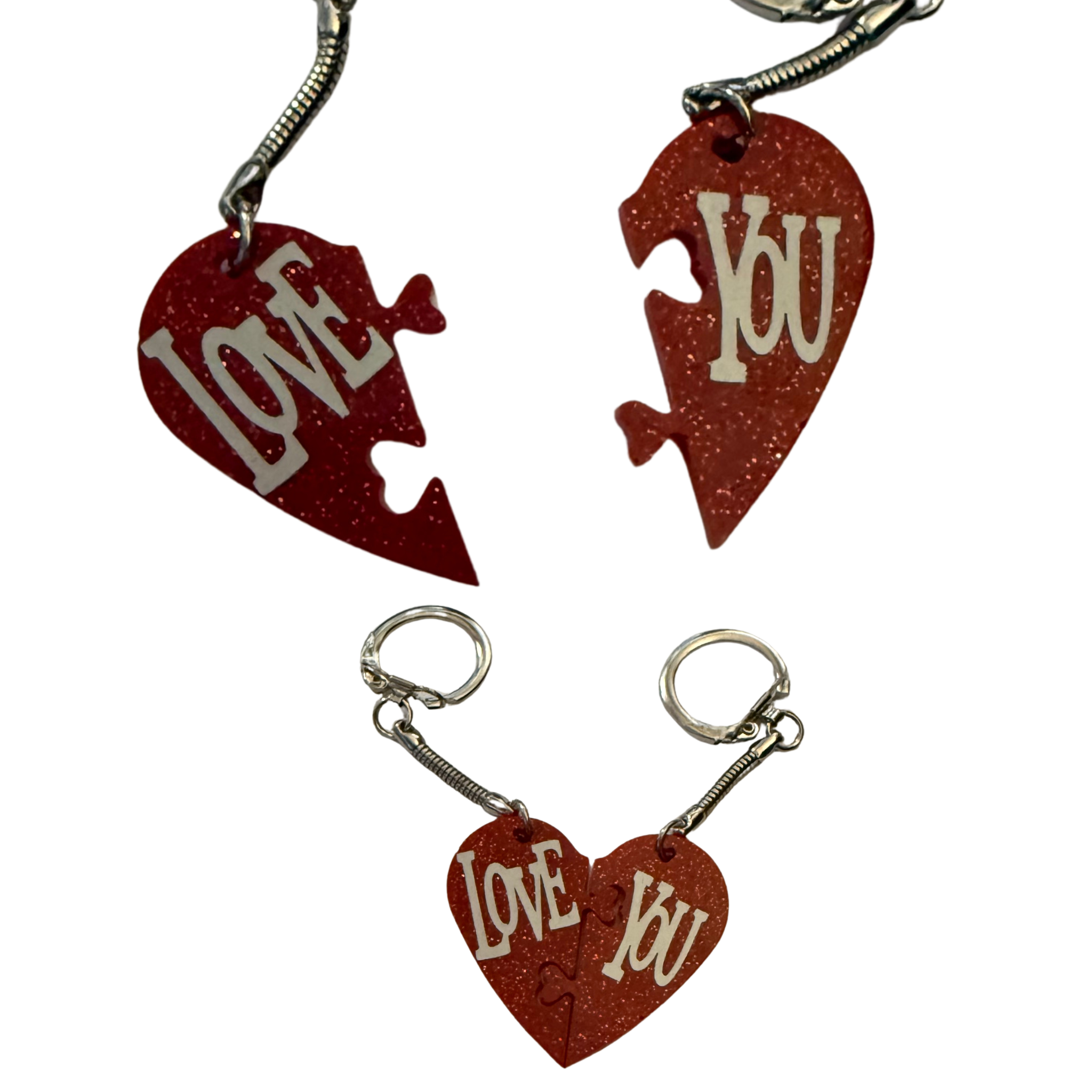 Resin Couples Heart Puzzle Piece Keychain Set