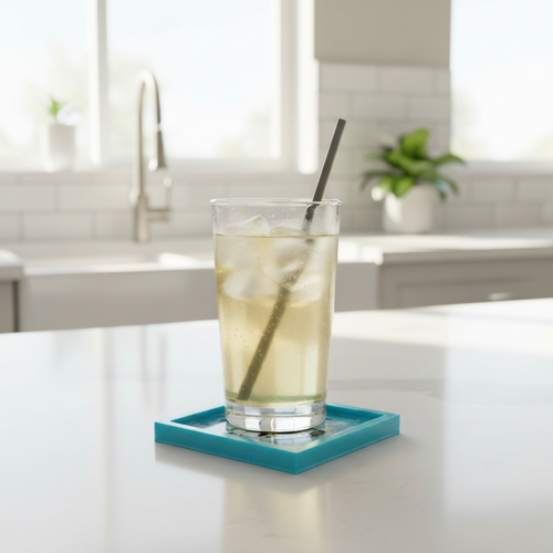 4 Inch Square Resin Coaster