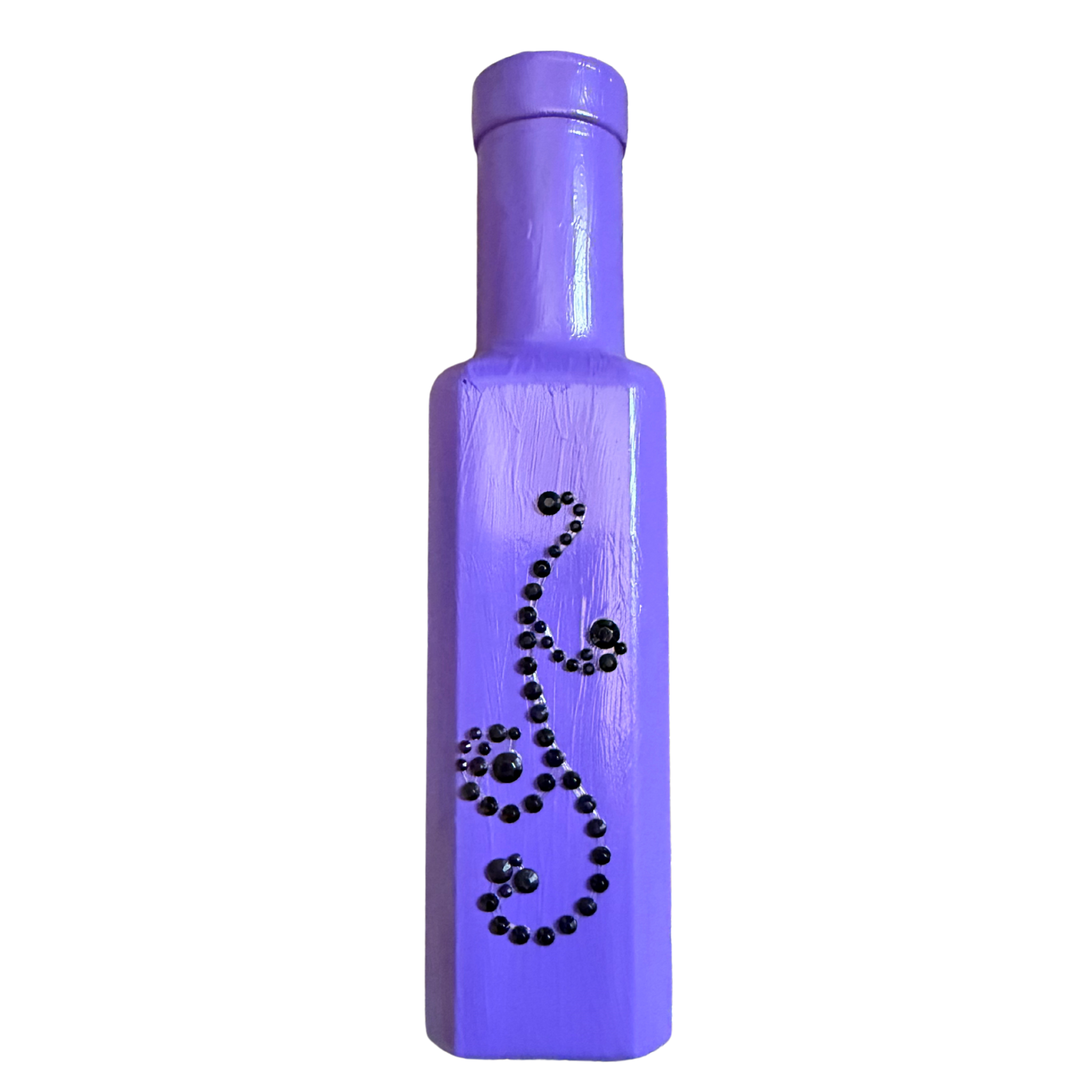 Vibrant Purple and Black Glass Decorative Bottle