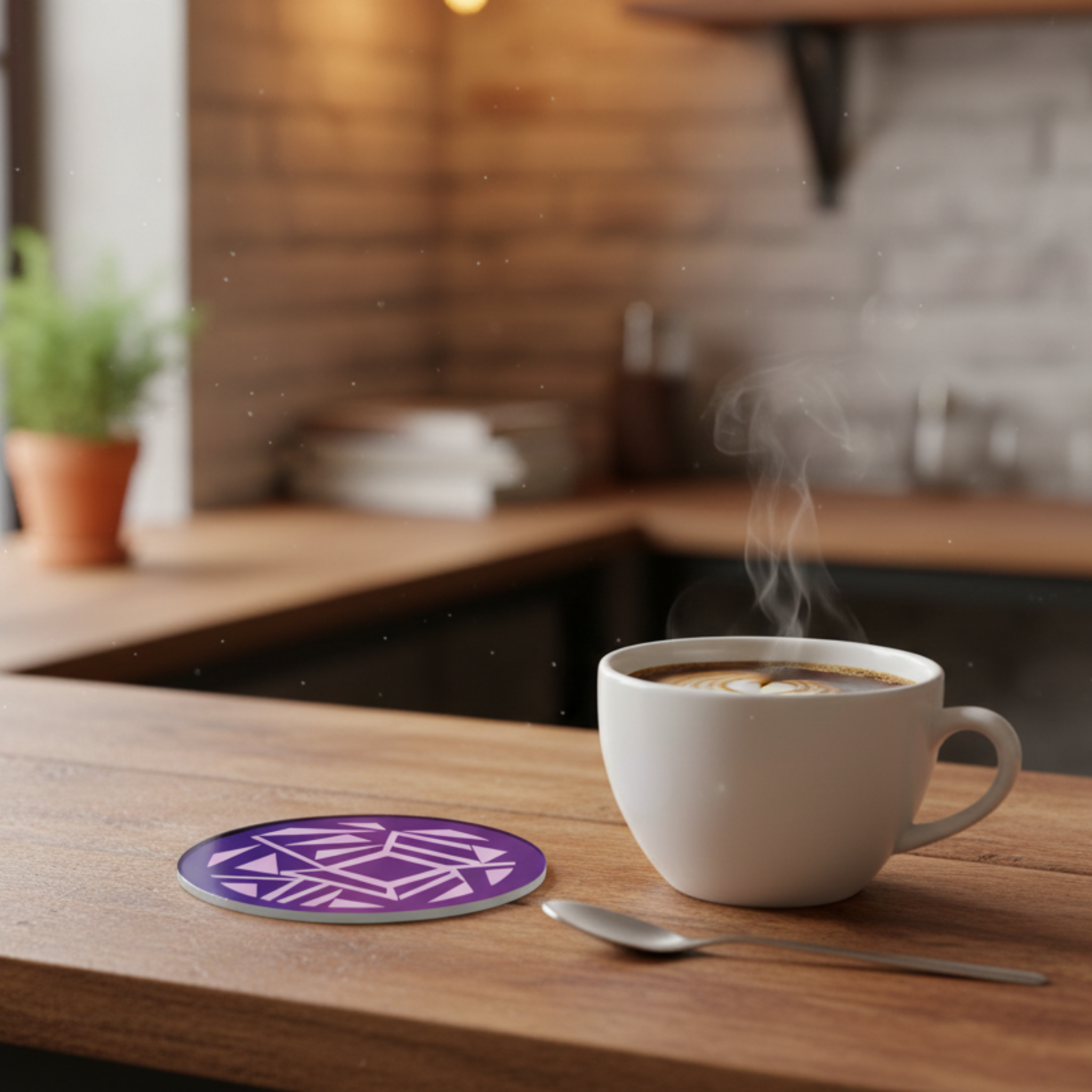 Round Purple Geo Coaster