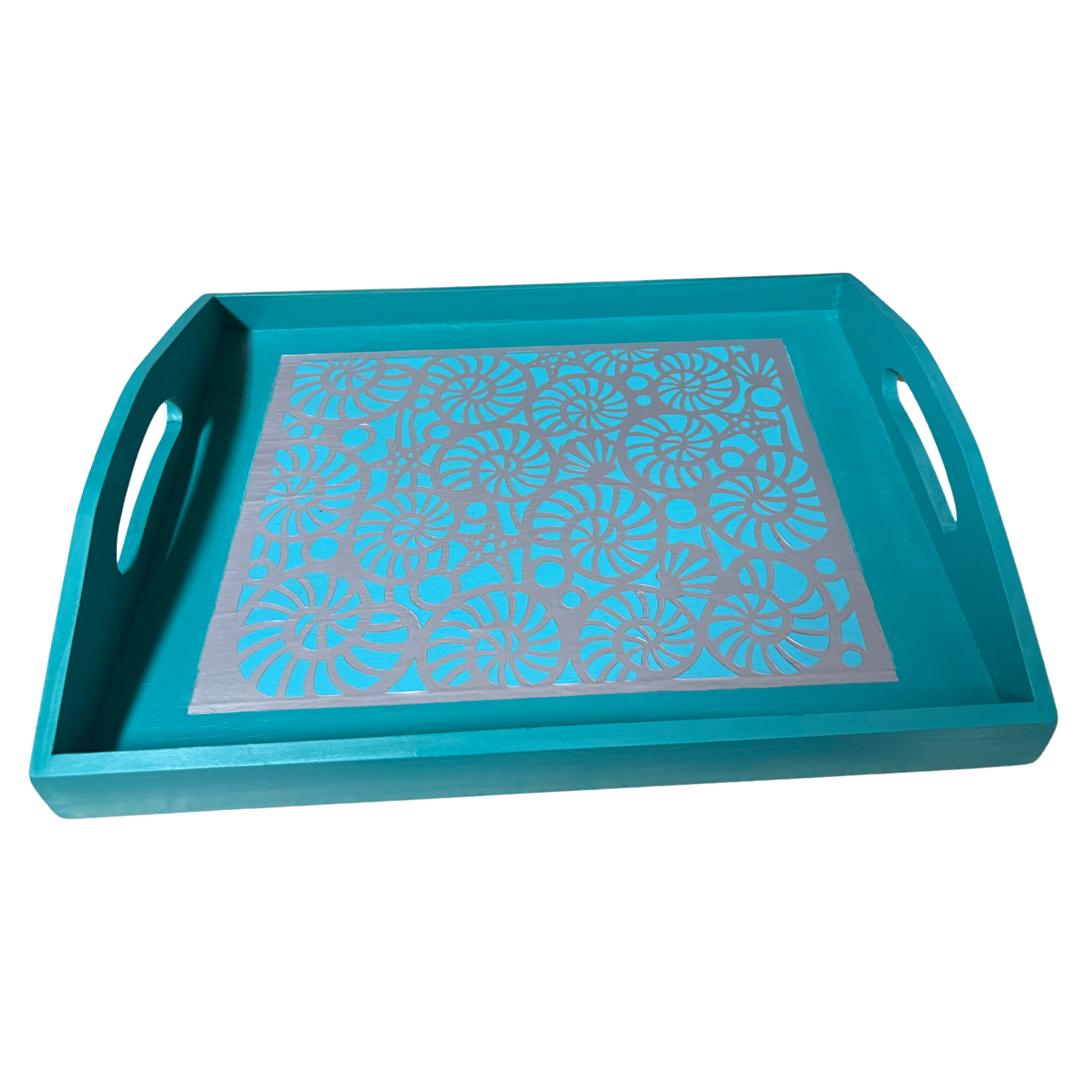 Aqua and Silver Tray