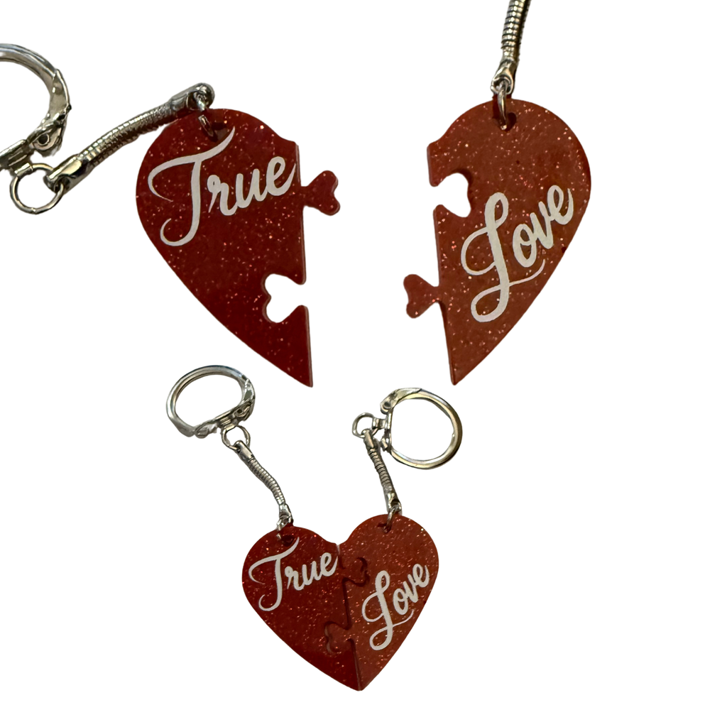Resin Couples Heart Puzzle Piece Keychain Set