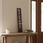 Highland Cow and Flowers Welcome Sign
