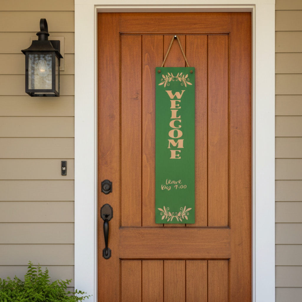 Welcome Leave by 9:00 Sign