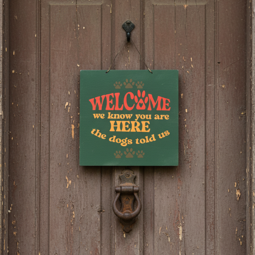 Welcome, We Know You Are Here, The Dogs Told Us Sign