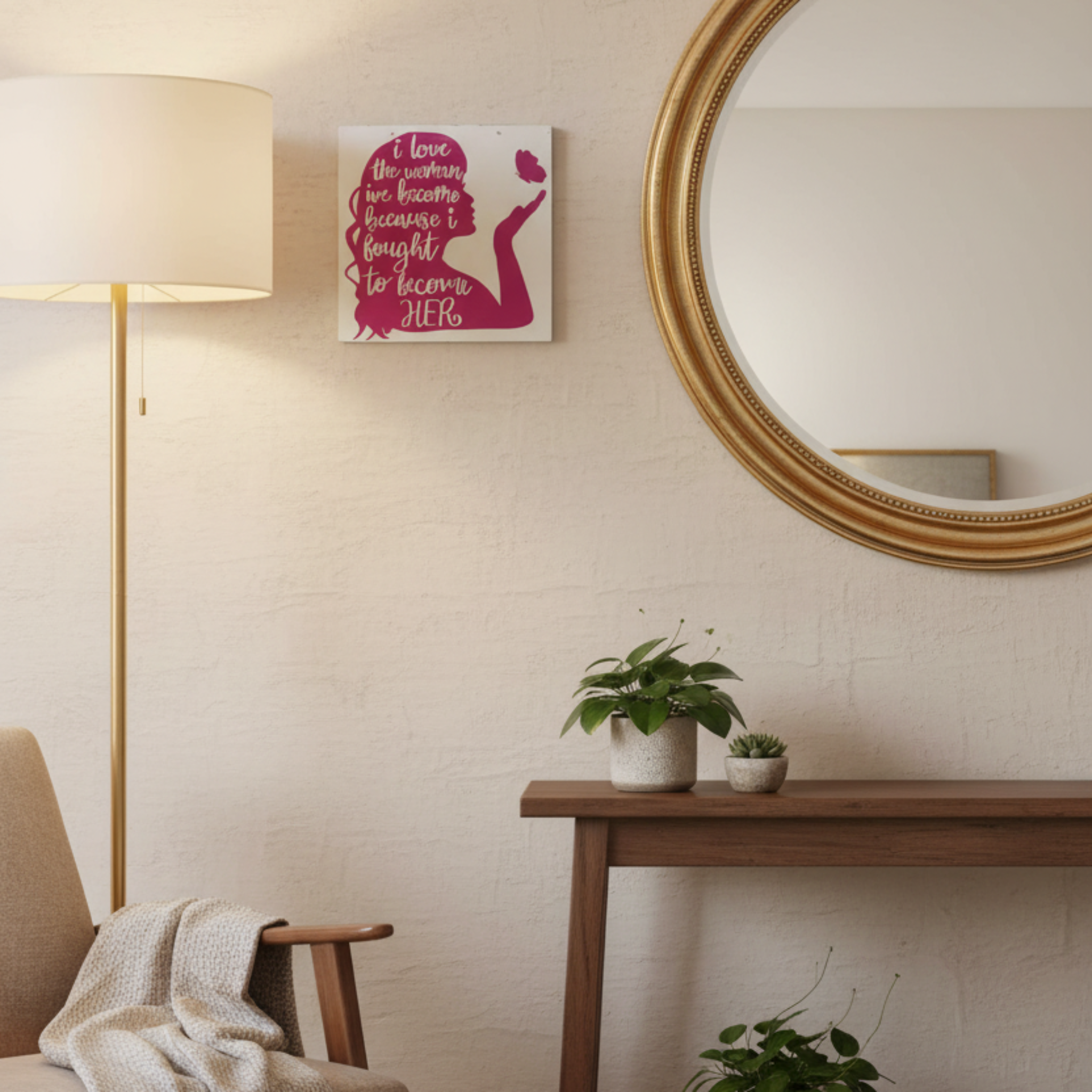 I Love the Woman I’ve Become Inspirational Silhouette Sign