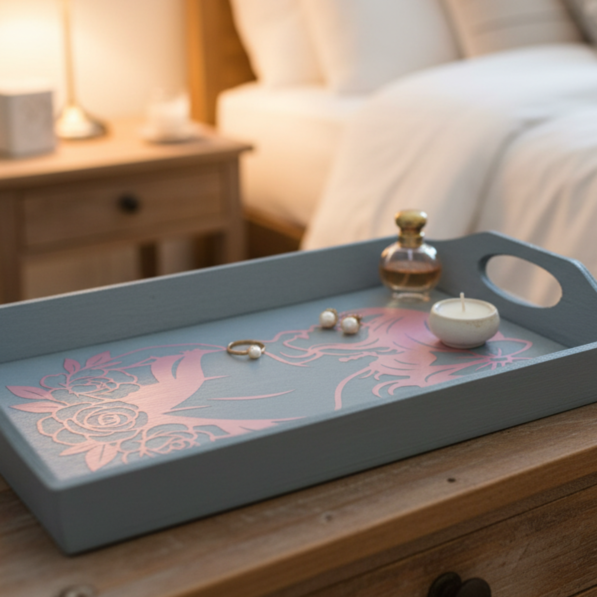 Lady and Flowers Trinket Tray
